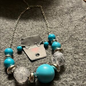 Turquoise and Silver Beaded Necklace